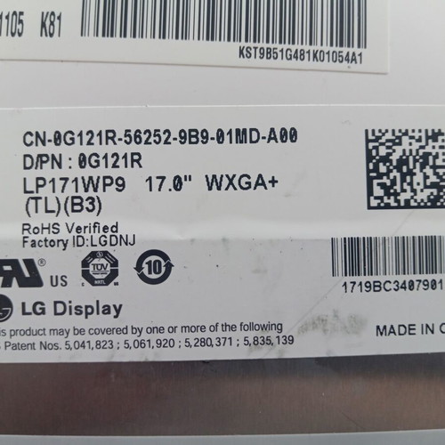 LG LP171WP9 (TL) (B3) 17.0" laptop display panel used, 1440x900, 50pins LVDS