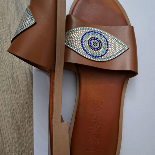 Ioannis sandals used, flat, brown, size 39