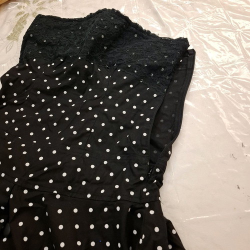 Elegant dress black with white polka dots size M like new