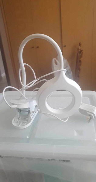 Clip-on lamp with neck that twists any way, white