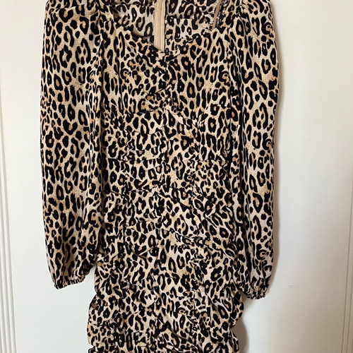 H&M Leopard Dress Draped New, Excellent Fit, XS