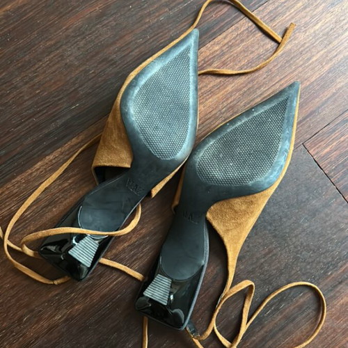 Zara suede pointed toe pumps size 37 new, medium heel, brown