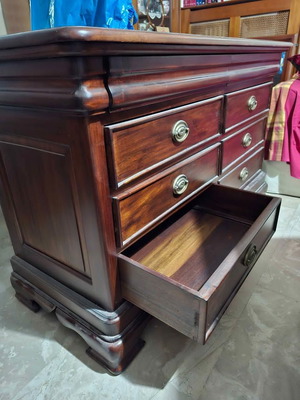 Buffet table like new, solid wood with multiple drawers