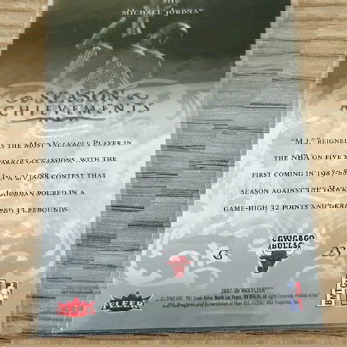 Κάρτα Michael Jordan Chicago Bulls NBA Fleer 2007 Season Achievements