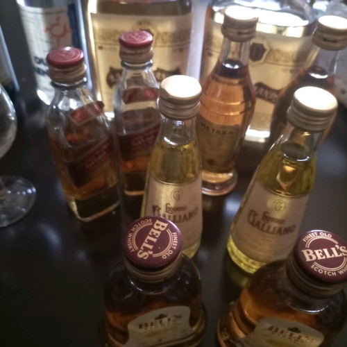 Set of 19 very old mini drinks new, sealed with two new mini glasses