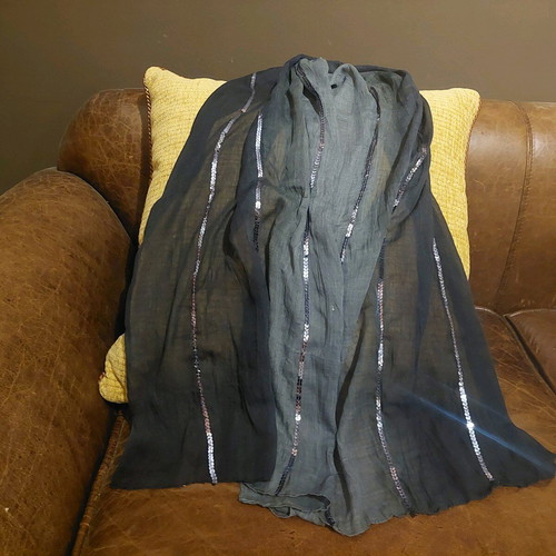 Gray black sequin scarf like new
