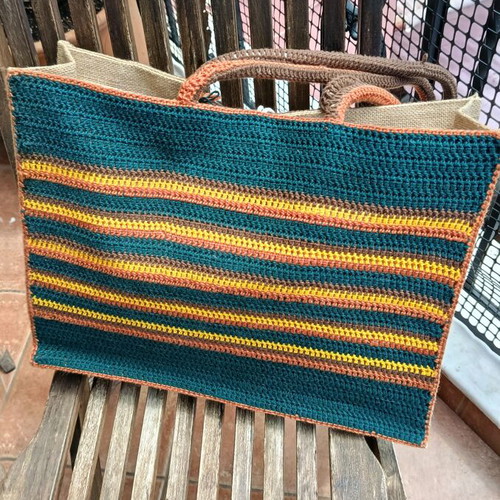 Knitted handmade handbag colorful, new
