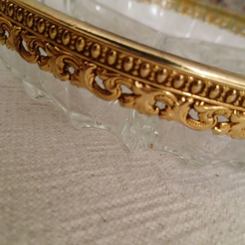 Vintage ornevier glass platter with 3 compartments
