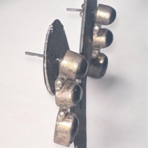 Earring with silver and black onyx vintage, like new