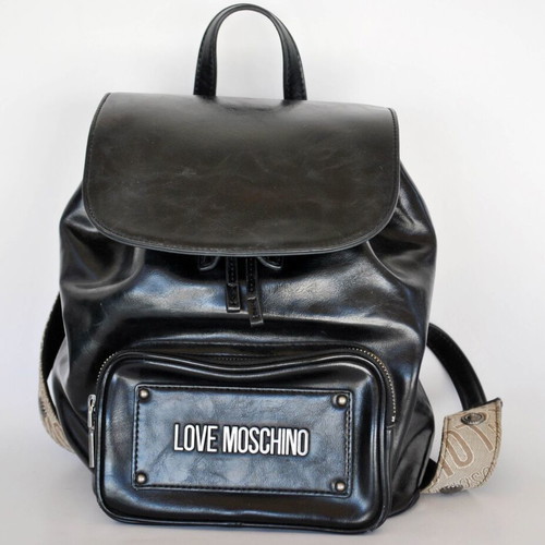 Love Moschino black backpack with 3D logo, like new