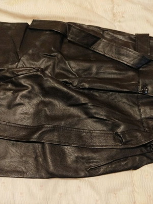 Leather women's pants faux leather with belt like new, black