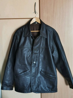 Leather jacket used, vintage 90s, size Large, black