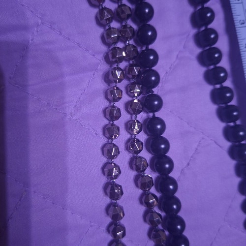Necklaces pack of 4 used with black and purple beads, metal color