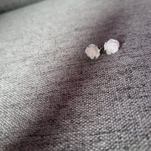 White Rose Earrings new, handmade, white and silver