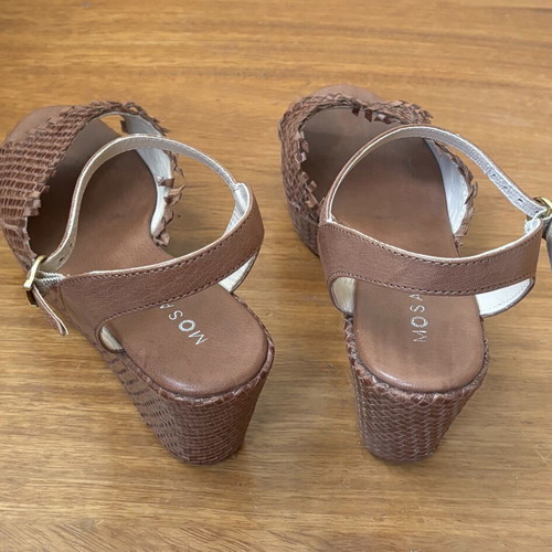 Mosaic sandals used, woven leather, brown, size 40