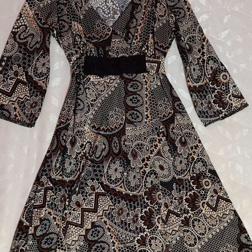 Vintage lightweight midi dress with geometric patterns