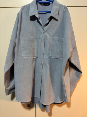 Zara corduroy shirt sky blue oversize like new