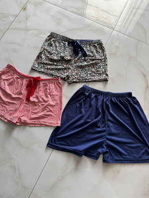 Sleep shorts, set of 3, blue and multicolor