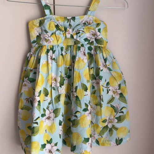 Mayoral dress with lemon print like new, size 110 cm