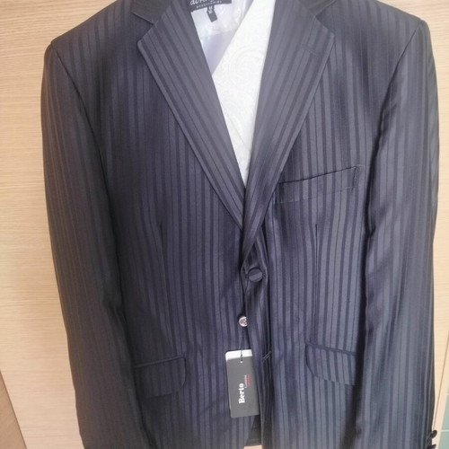 Wedding suit like new, black striped with white vest