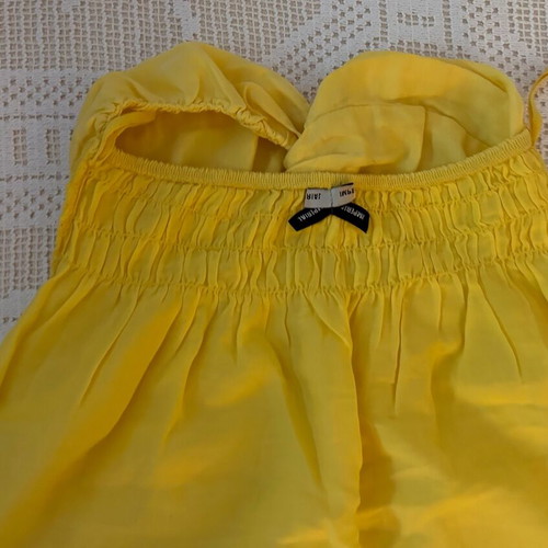 Imperial Yellow Strapless Women's Blouse S Made in Italy Silk Cotton