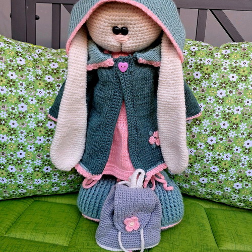 Handmade amigurumi bunny made to order with clothes