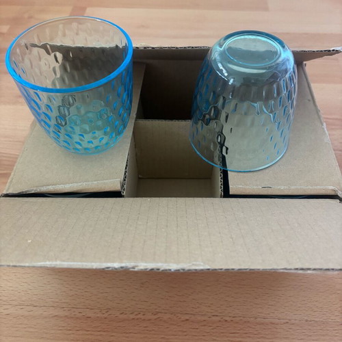 Blue glass cups 290 ml set of 6 new