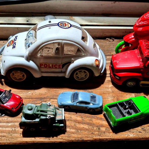 Lot of retro children's toy cars and vehicles, 23 pieces