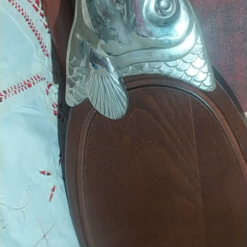 Vintage fish serving tray, wood