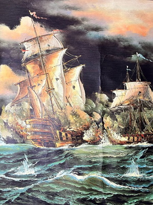 Naval Battle with Pirate Ships by P. Quintrel used
