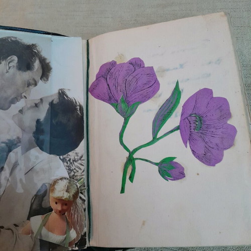 Old 1960 calendar used with dried leaves and flowers
