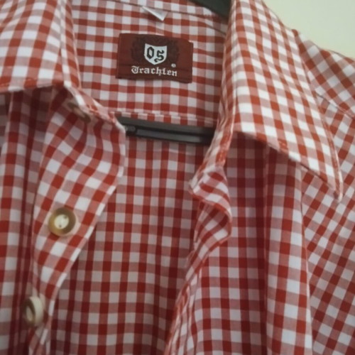 Trachten women's shirt like new, cotton, white and red checkered, size L