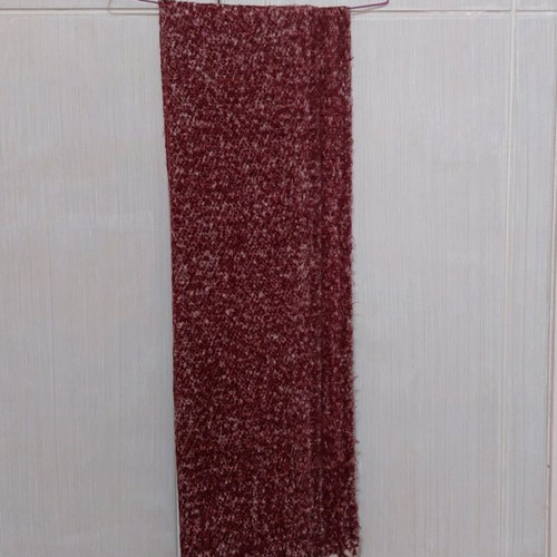 Knitted scarf new burgundy with cream details and fringes
