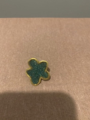 Ring with flower like new, green and gold