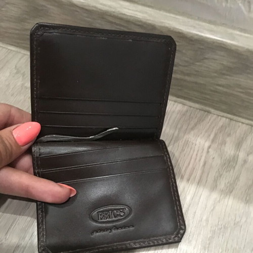 Bric's leather and cloth wallet new, beige and brown