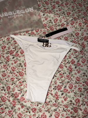 Bubblegun White Monokini Bottom New, Semi High Waisted with Opening