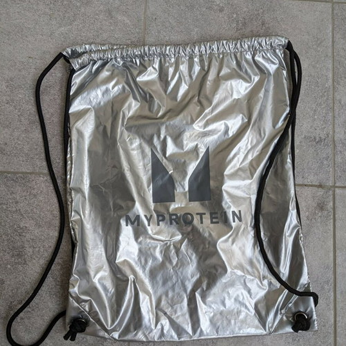 My Protein Metallic bag with drawstring and mesh lining new