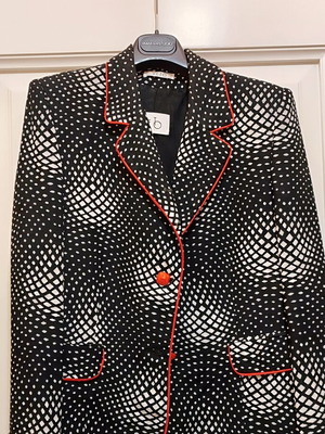 Women's black and white jacket with red piping like new