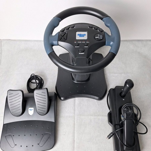 Ultimate Racer 3-in-1 Steering Wheel with Pedals and Gear Lever used for PS2 PS1 PS