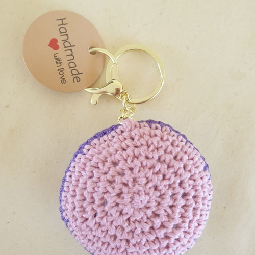 Charm bag keychain eye purple pink crochet new