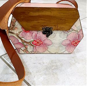 Vintage ξύλινη τσάντα χιαστί