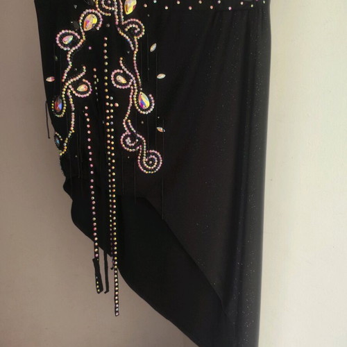 Belly dance oriental costume black with rhinestones and stones new