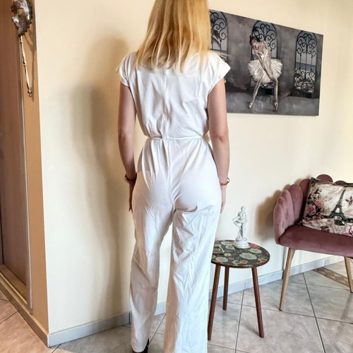 Jumpsuit one size white new with belt