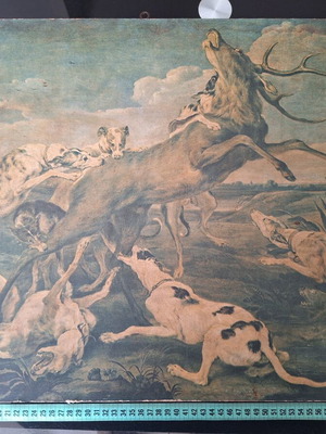 Hunting painting used, wooden 70×45 cm