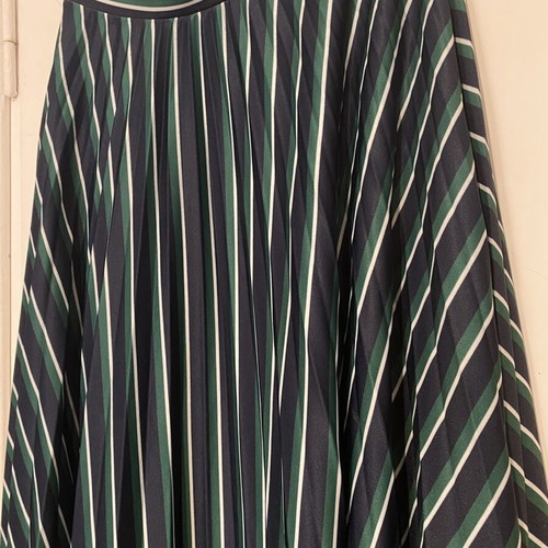 Bershka striped midi skirt with pleats, like new, black and green