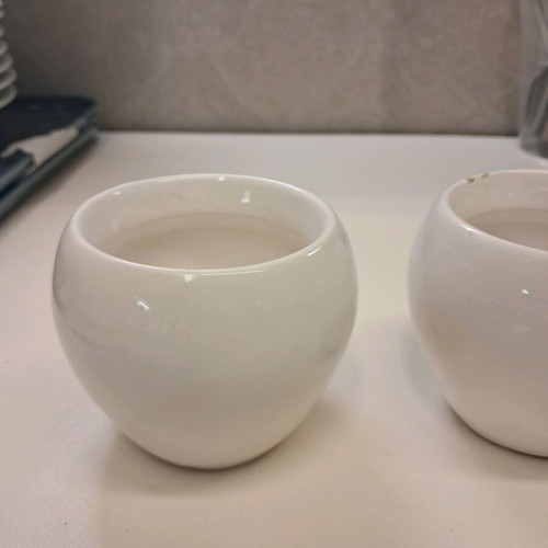 Small flower pots used, white glossy