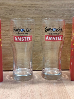 Σετ δύο γυάλινων ποτηριών Amstel Eurovision Song Contest Athens 2006 καινούργιο
