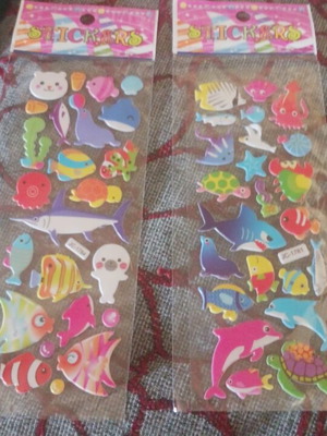 Set of 2 fish stickers, multicolored