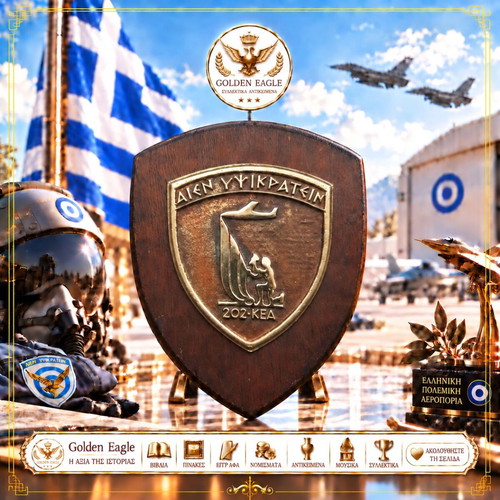 Πλακέτα θυρεός μπρούτζινη 202 ΚΕΑ από Κρατικό Εργοστάσιο Αεροσκαφών, Παλαιό Φάληρο