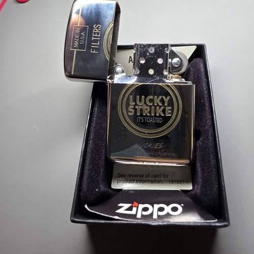 Zippo Armor Lucky Strike collectible lighter unused